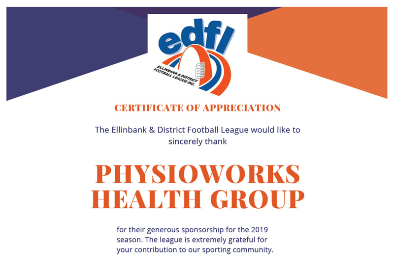 EDFL Certificate of Appreciation