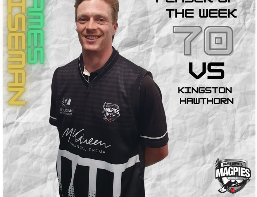 Physioworks in our Community: Camberwell Magpies Player of the Week