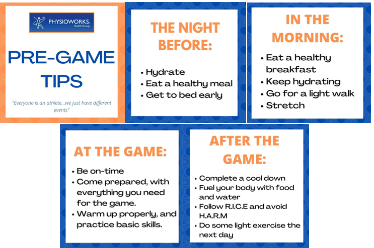 Physioworks Game Day Preparation & Recovery tips.